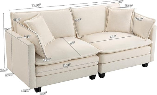 78'' Deep Seat Cloud Loveseat, Chenille Upholstered 2-Seats Modular Sectional Sofa Couch, Modern Comfy Settee Loveseat for Living Room Set, Small Apartment