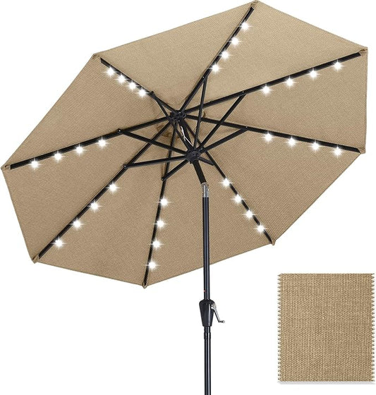 ABCCANOPY OLEFIN® 5-Year No Fading Patio Umbrella with Solar Lights (Brown)