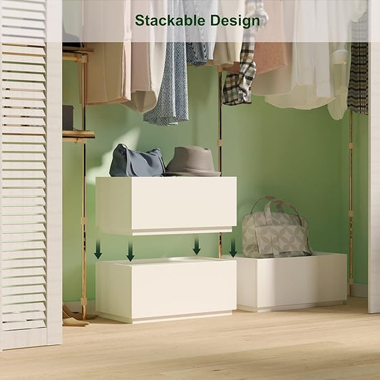 woodtalks Stackable 1 Drawer Dresser, Multi-Purpose Storage Closet Cube Dressers for Bedroom, Storage Cabinet for Entryway, Nightstand Sofa Beside Table Drawer Chest, 23.6 in, White