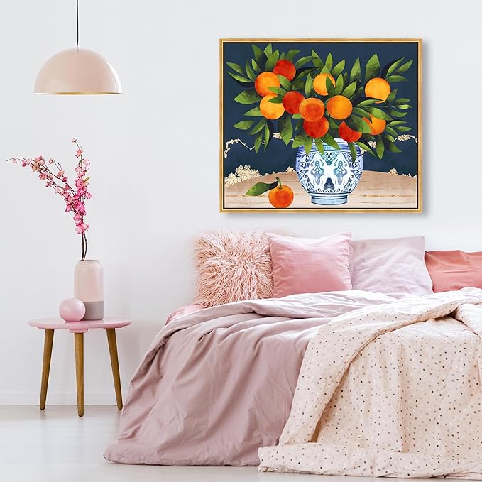 The Oliver Gal Artist Co. Food and Cuisine Wall Art Framed Canvas Prints 'Fruits and Porcelain' Fruits
