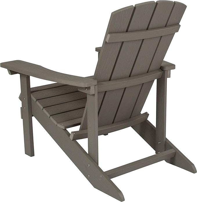 Flash Furniture Charlestown Poly Resin Adirondack Chair - Gray - All Weather - Indoor/Outdoor - Set of 4