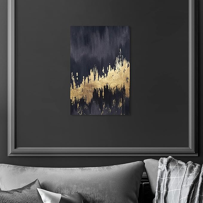 The Oliver Gal Artist Co. Modern 15 in x 10 in, Late Night Sky, Canvas Wall Art, Living Room, Black