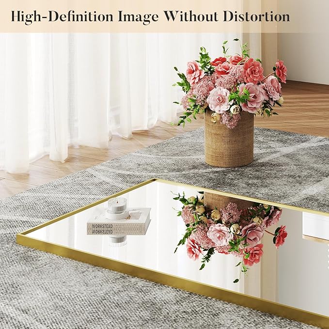 OLIXIS Full Length Gold Mirror 59.1"x16" for Bedroom, Full Body Mirror with Stand, Hanging or Leaning for Wall, Aluminum Alloy Thin Frame Floor Standing for Living Room, Long