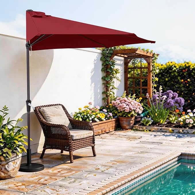 ABCCANOPY Patio Umbrella 11FT - Outdoor Half Umbrellas for Patio, Backyard, Garden, Deck (Wine Red)