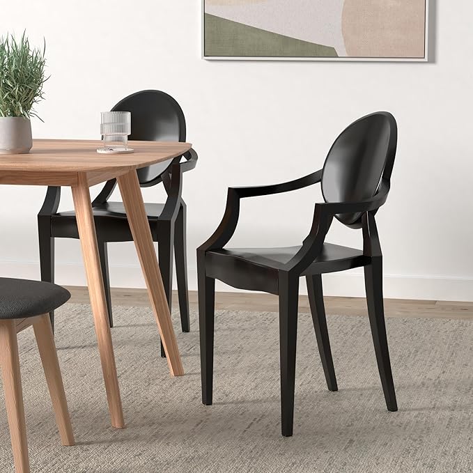 Modway Casper Modern Acrylic Stacking Two Dining Armchairs in Black