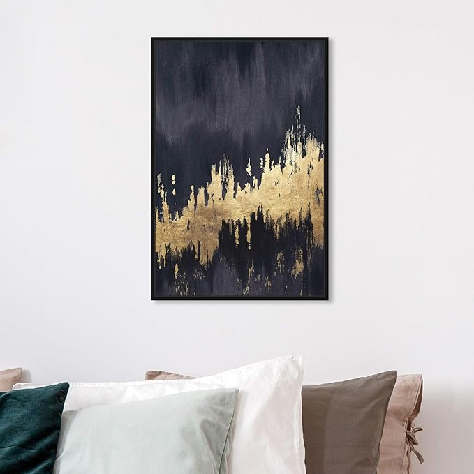 The Oliver Gal Artist Co. Modern 24 in x 16 in, Late Night Sky, Canvas Wall Art, Living Room, Black