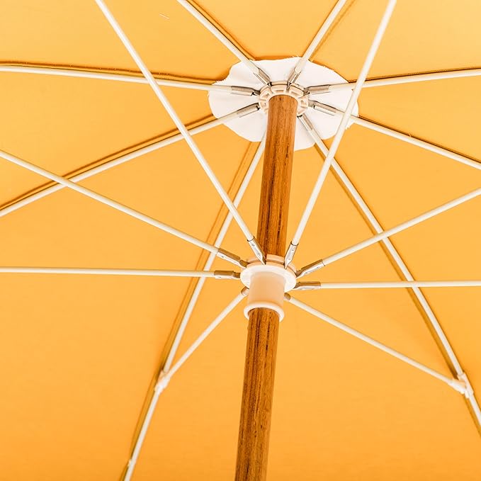 Business & Pleasure Co. Rio Umbrella Scalloped Brim For Beach, Patio or Picnic - 6' Boho Beach Umbrella, 7' Tall Wood Pole, UPF 50+