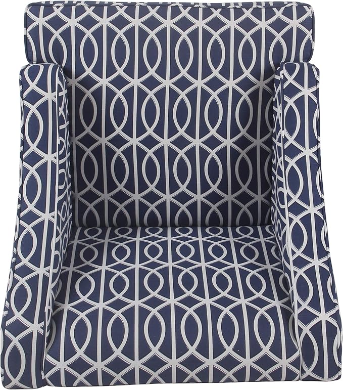 Homepop Home Decor Upholstered Classic Swoop Arm Accent Chair Accent Chairs for Living Room & Bedroom Decorative Home Furniture, Classic Navy Geometric
