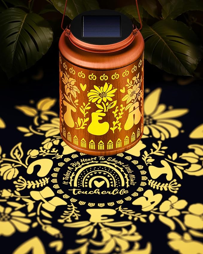 Solar Lanterns Outdoor Waterproof Decorative Garden Solar Lights Outdoor,Hanging Hollow Out Metal Ornaments Decor for Outside Lawn,Patio,Balcony,Yard Unique Gifts for Women Teacher Appreciation