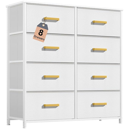 DWVO Fabric Dresser for Room, Tall Storage 8 Drawers, Black Dresser & Chest of Drawers, Storage Drawer Organizer for Closet, Living Room