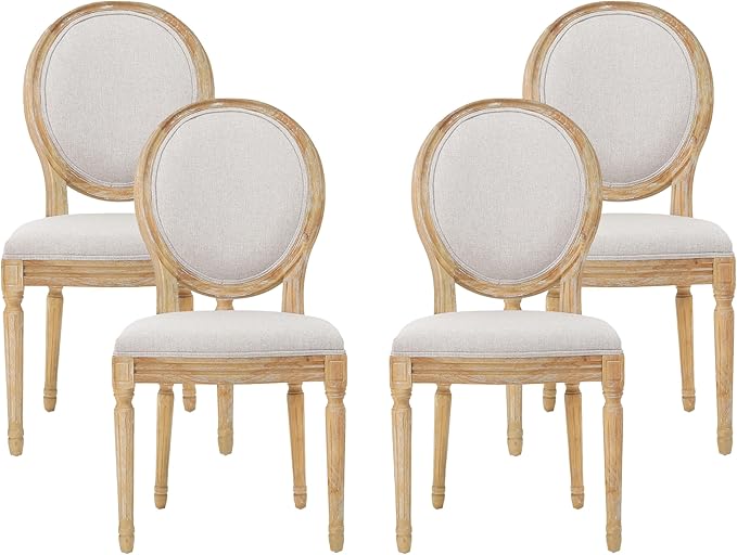Christopher Knight Home Hilary French Country Fabric Dining Chairs (Set of 4), Beige, Natural