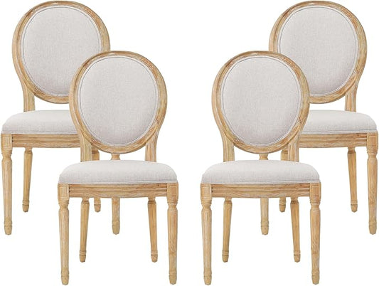 Christopher Knight Home Hilary French Country Fabric Dining Chairs (Set of 4), Beige, Natural