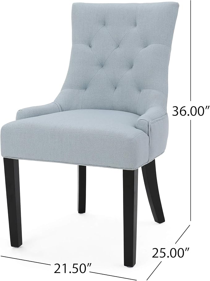 Christopher Knight Home Irene Contemporary Tufted Fabric Dining Chairs (Set of 4), Light Sky and Espresso