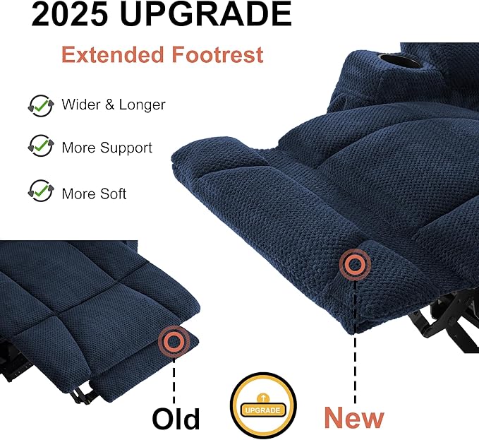 MCombo Zero Gravity Power Loveseat Sofa with Console, Heat and Massage, Reclining Loveseat for Living Room, Fabric 6035SET (Navy Blue, Loveseat with Console)