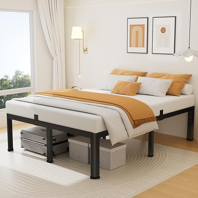 12 Inch King Bed Frame, Metal Platform Bed Frame with Round Corner Legs, 3500 lbs Heavy Duty Steel Slats Support, No Box Spring Needed, Noise Free, Easy Assembly, Black