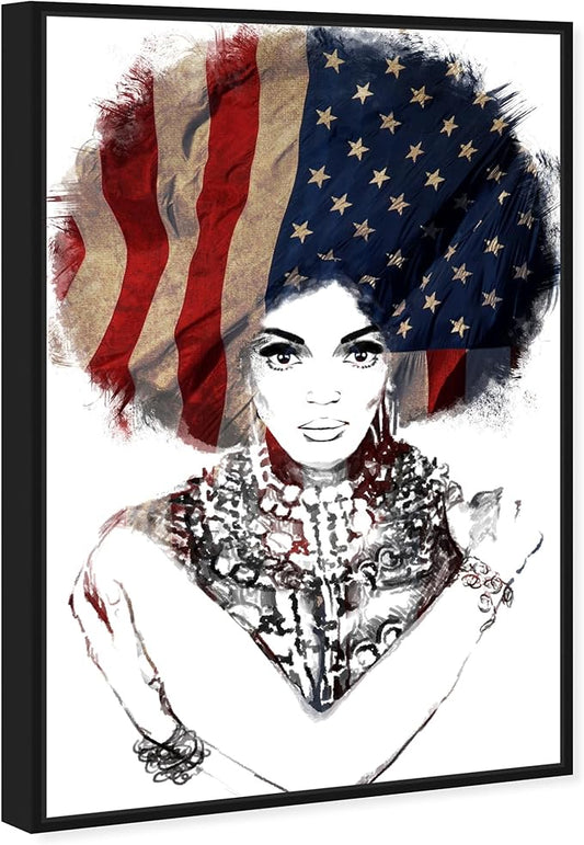 The Oliver Gal Artist Co. People Framed Wall Art Canvas Prints 'New American Woman' Portraits Home Décor, 10" x 15", White, Black