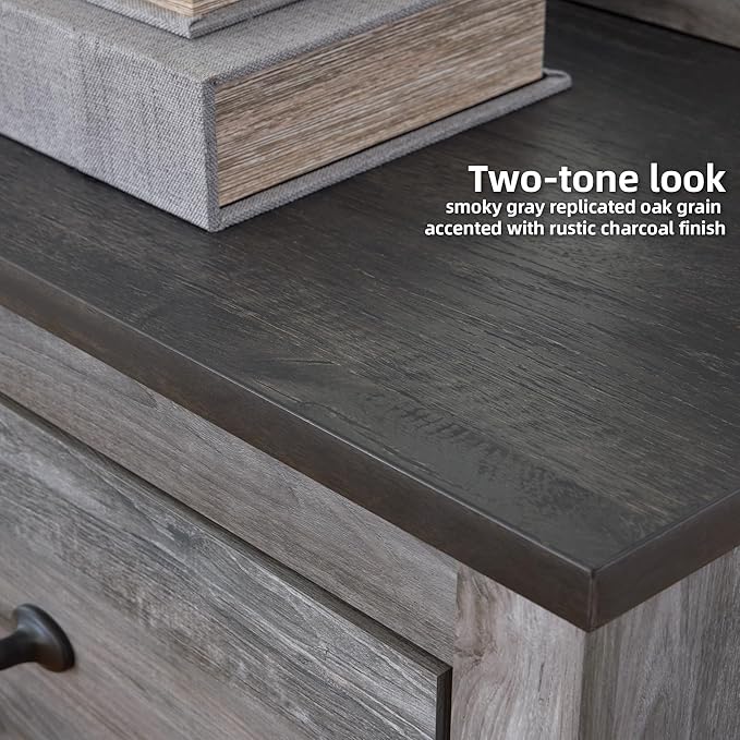 Signature Design by Ashley Bronyan Contemporary 6 Drawer Dresser, Gray