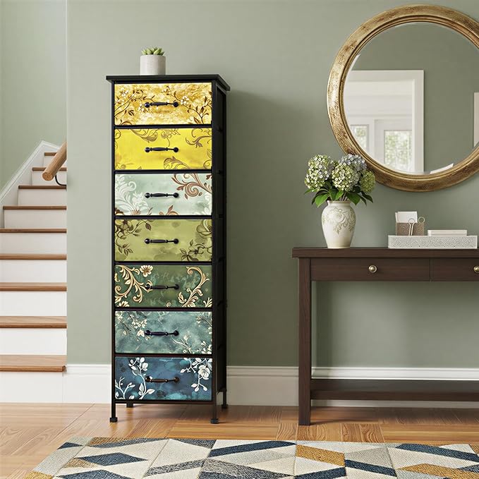 Fixwal White Tall Dresser for Bedroom, Closet Organizers and Storage Tall Fabric Dresser for Closet, Drawer Organizer with 5 Drawers, Bedroom Furniture