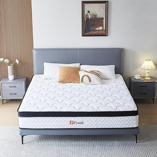 King Size Mattress, 12 Inch Memory Foam Hybrid Mattress King, Pocket Spring Mattress in a Box for Motion Isolation,Strong Edge Support, Pressure Relief, CertiPUR-US,100 Nights Trial