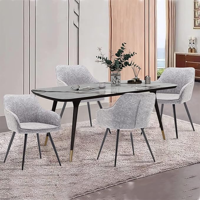 annjoe Faux Suede Accent Chair Arm Chairs Living Room Chairs Leisure Chair Upholstered Chair with Metal Legs Set of 2 for Home Kitchen Office Bistro Cafe