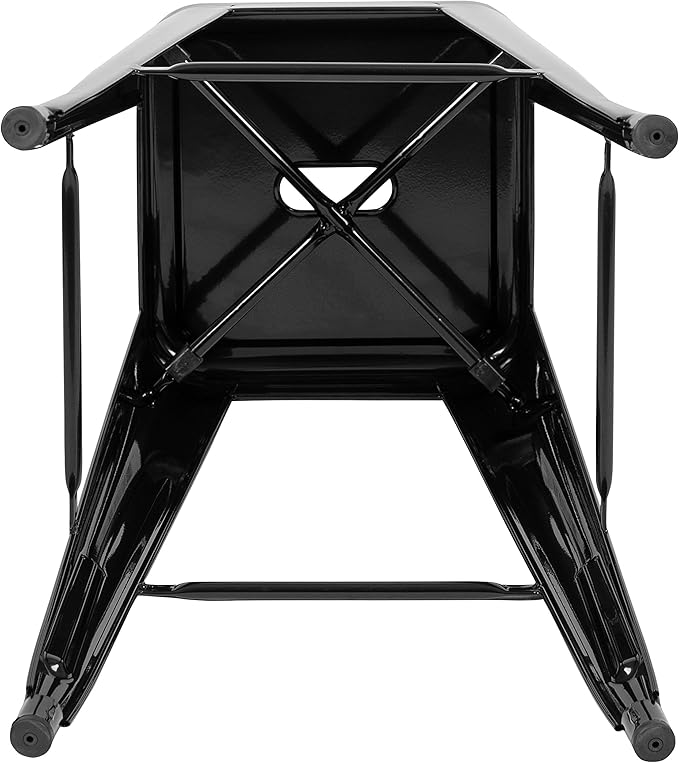 Flash Furniture Lily 30" High Metal Indoor Bar Stool in Black - Stackable Set of 4