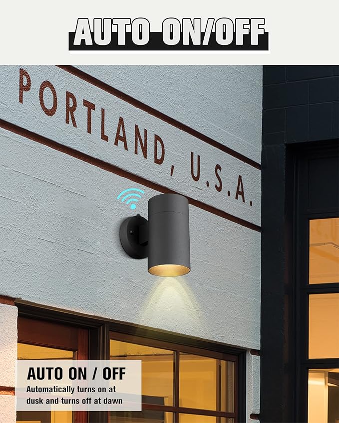 Ken & Ricky Dusk to Dawn Outdoor Wall Lighting, Outside Light Fixtures,Modern Exterior Wall Sconce with Photocell Sensor for Porch Garage Patio Doorway Entryway -2 Pack