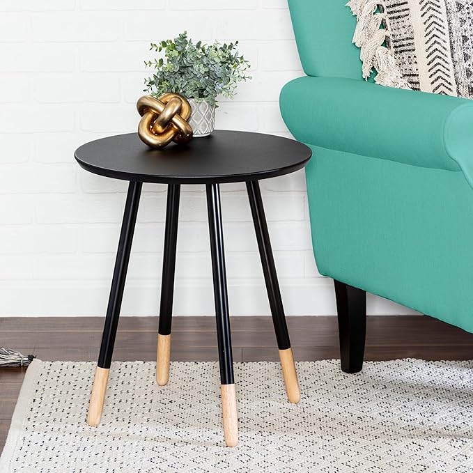 Honey-Can-Do Side Table, Small End Table, Tall Nightstand for Living Room, Bedroom, Office, Bathroom, Black