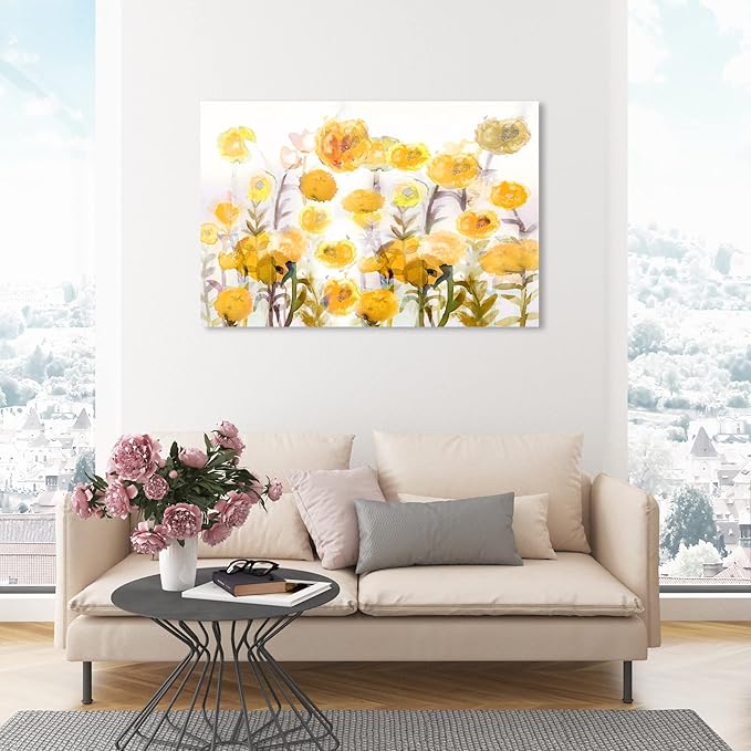 The Oliver Gal Artist Co. Floral and Botanical Wall Art Canvas Prints 'Bella Garden Poppy Yellow' Gardens, 45" x 30"