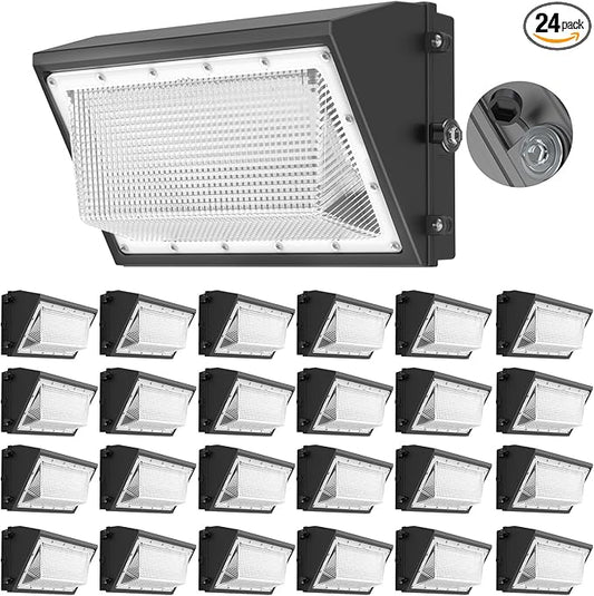 AIKVSXER 24 Pack 160W LED Wall Pack Light with Dusk to Dawn Photocell, 25,600LM 6000K Exterior Wall Packs, IP65 LED Wall Packs Outside Lighting [Eqv. 1000W HPS/HID] for Parking Lot, Yard AC120-277V