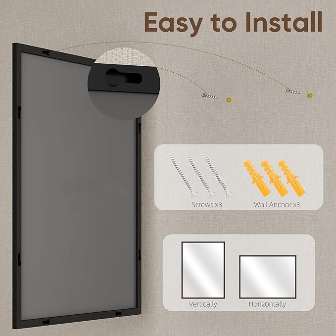 2-Pack Bathroom Mirrors for Over Sink 24" x 32", Black Metal Frame Rectangle Wall Mirror, Modern Farmhouse Vanity Mirror(Horizontal/Vertical)
