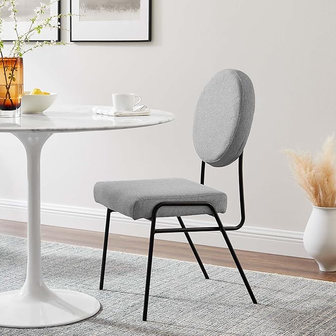 Modway Craft Fabric Upholstered Side Dining Chair in Black Light Gray