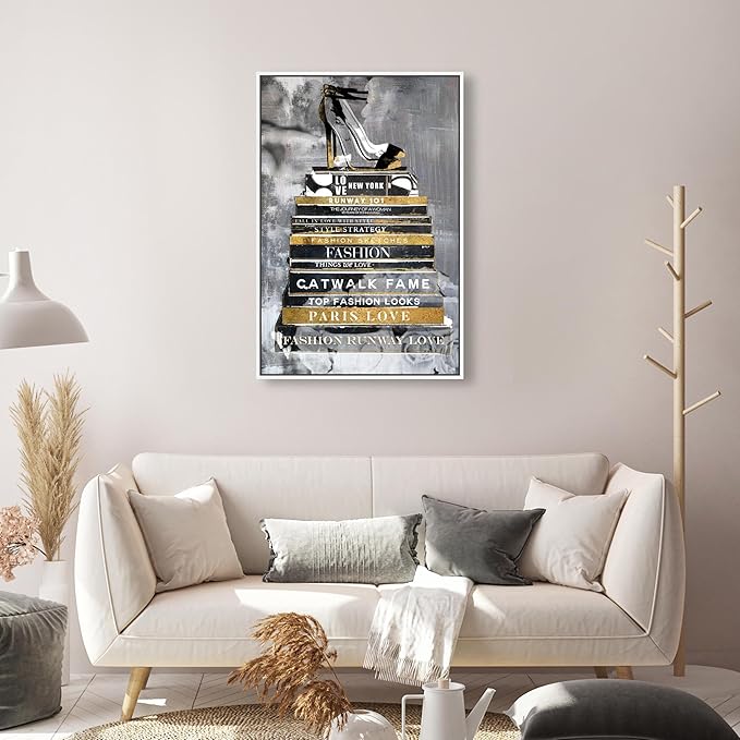 The Oliver Gal Artist Co. Fashion and Glam Wall Art Framed Canvas Prints 'Fashion Thoughts Noir Classic' Shoes