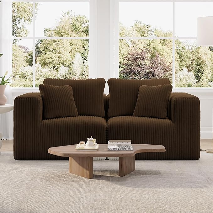 Novilla 70.8" Modular Sectional Sofa, Modern Cloud Sectional Couch with Smarts Coil® Support, Upholstered Boneless Couch for Living Room Apartments Bedroom, No Assembly Required, Brown (Loveseat)