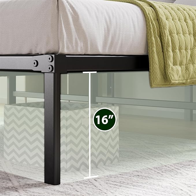 ZINUS Yelena 18 Inch Queen Metal Platform Bed Frame, Steel Slat Support, No Box Spring Needed, Eco Friendly WonderBox(TM) Packaging, Easy Assembly, Black