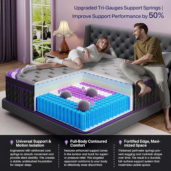 Queen Size Mattress, 18 Inch Deluxe Hybrid Queen Mattress in a Box, Cooling-Gel Memory Foam & Pocket Springs, Medium Firm, Pressure Relief, Extra Edge Support, 365-Night Trial (2026 Upgraded Support)