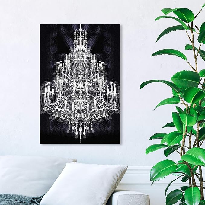 The Oliver Gal Artist Co. Fashion and Glam Wall Art Canvas Prints 'Montecarlo Crystal' Home Décor, 24 in x 36 in, White, Black