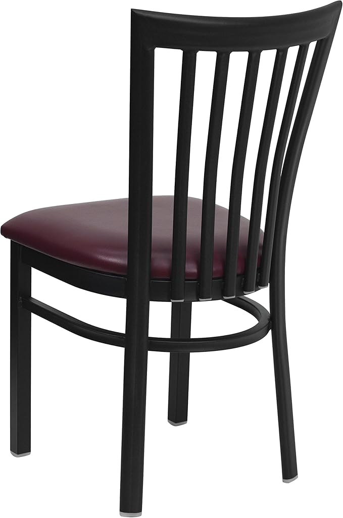 Flash Furniture 4 Pack HERCULES Series Black School House Back Metal Restaurant Chair - Burgundy Vinyl Seat
