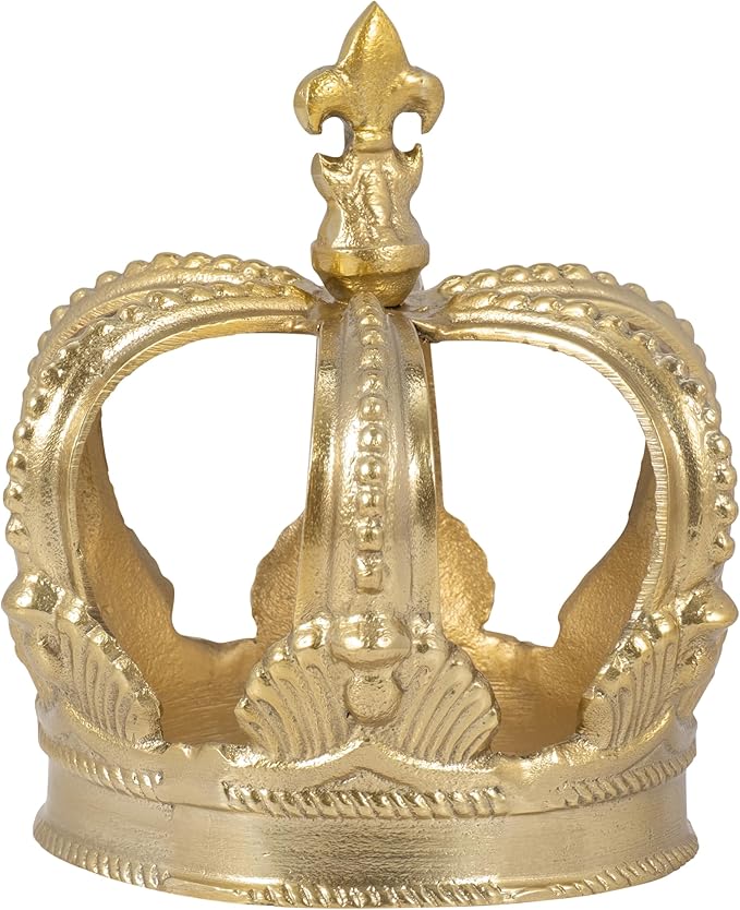 Sagebrook Home 7-Inch Gold Metal Crown Decor - Luxurious Aluminum Home Accent, Elegant Decorative Object for Royal Charm