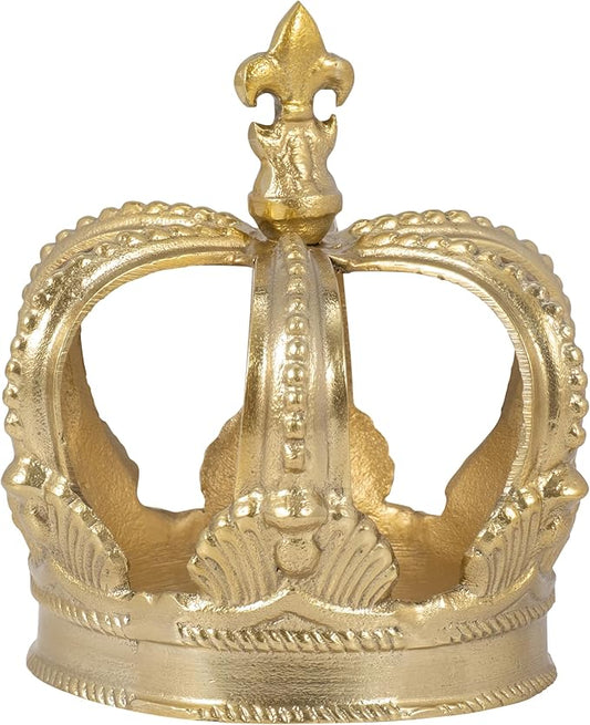 Sagebrook Home 7-Inch Gold Metal Crown Decor - Luxurious Aluminum Home Accent, Elegant Decorative Object for Royal Charm