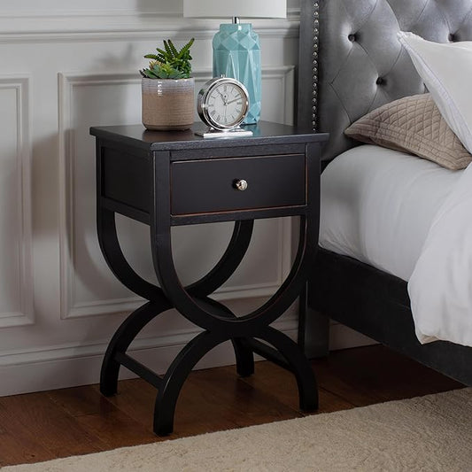 SAFAVIEH Home Collection Maxine Black 1-Drawer Acccent Table