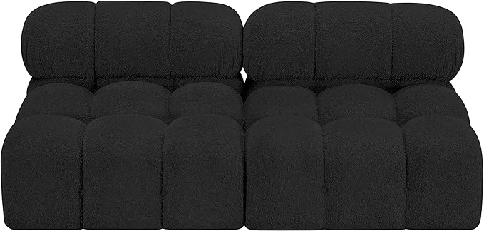 Meridian Furniture 611Black-S68B Ames Collection Modern | Contemporary Modular Sofa with Rich Black Boucle Fabric, Modular to Create Infinite Configurations, 68" W x 34" D x 28" H, Black