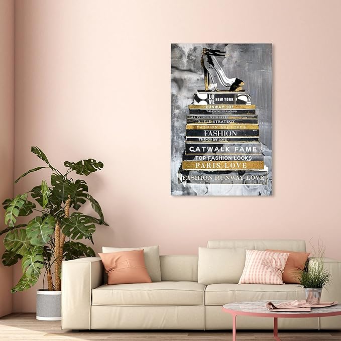 The Oliver Gal Artist Co. Fashion and Glam Wall Art Canvas Prints 'Fashion Thoughts Noir Classic' Shoes