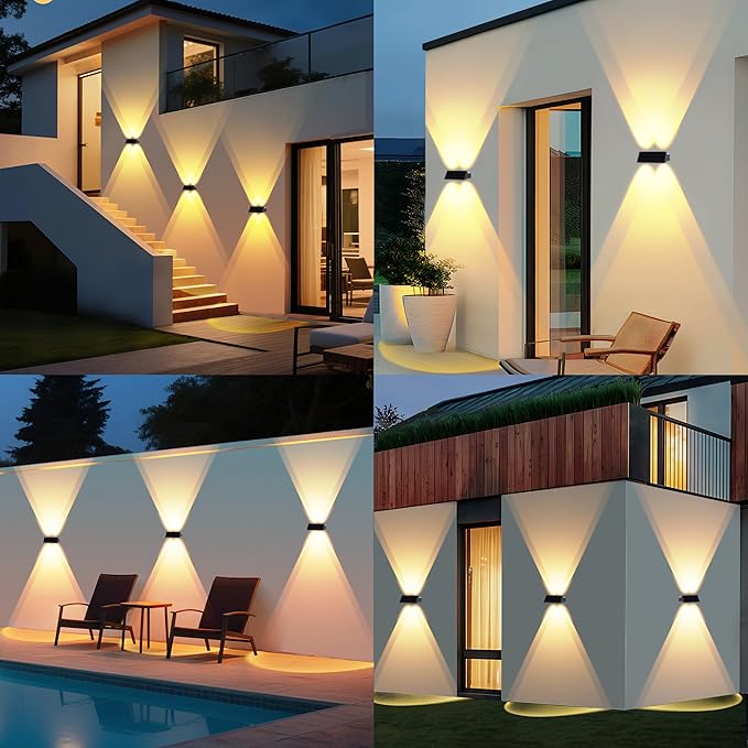 Solar Fence Lights Outdoor,Solar Up and Down Lights Garden Fence Wall Lights Solar Powered IP65 Waterproof 9 Colors 11 Modes RGB Fence Lighting for Patio/Backyard/Porch/Fence (8)