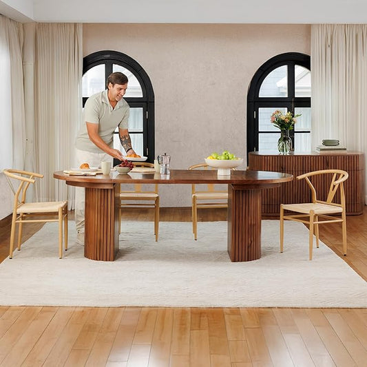 Transformer Table - Solid Wood Extendable Round Dining Table Set, Expandable Dining Table, Elegant and Functional Design, Perfect for Dining Room, Royal Brown (Table + Sideboard)