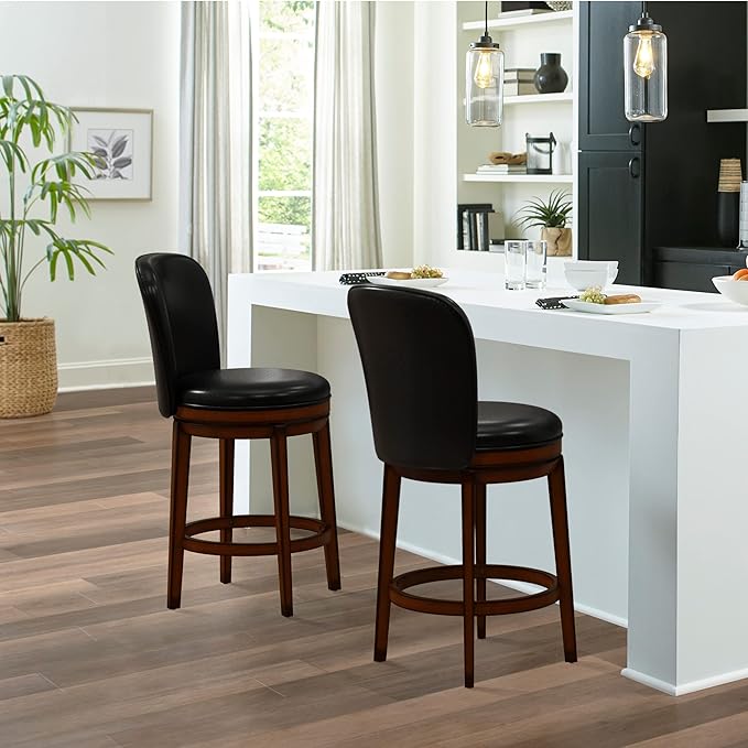 Hillsdale Victoria Wood Counter Height Swivel Stool, Dark Chestnut