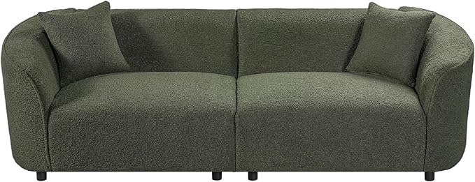 Merax 87" Large Couch, Comfy Upholstered Loveseat with Extra Deep Seats, Boucle Sofa for Living Room Apartment Office, Green