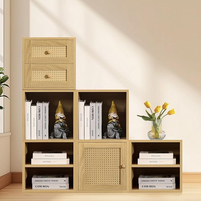 FUSUNBAO Magic DIY Cube Storage Organizer, 2-Layer Cube, Modern Style, Stackable Cubes, Small Room Organizer, Wooden Storage Boxes, Bookshelves, 15" x 11.8" x 29.2"