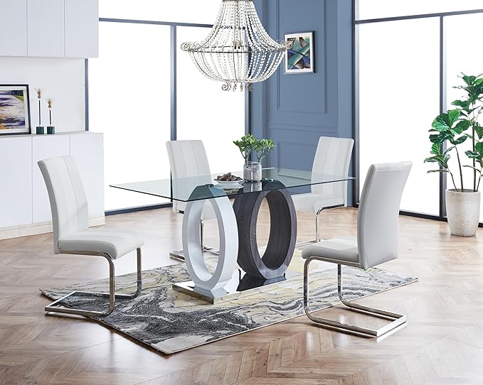 Global Furniture USA White/Grey Dual Oval Base Dining Table