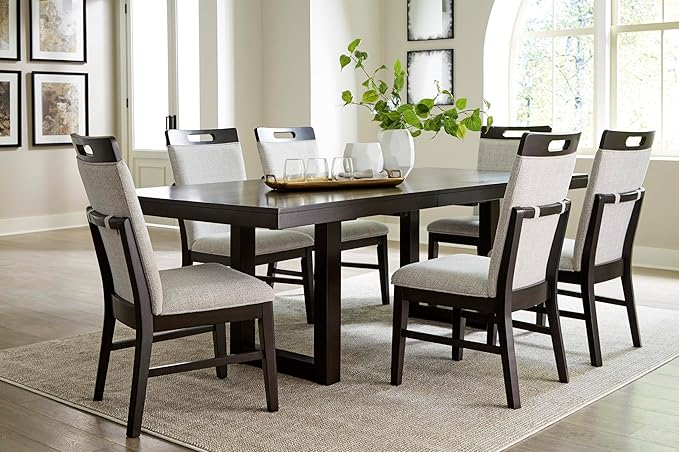 Signature Design by Ashley Neymorton Solid Wood Frame Dining Chair, Stain Resistant, Set of 2, Light Gray/Brown