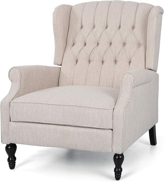 Christopher Knight Home Salome Push Back Recliner, Beige, Dark Brown